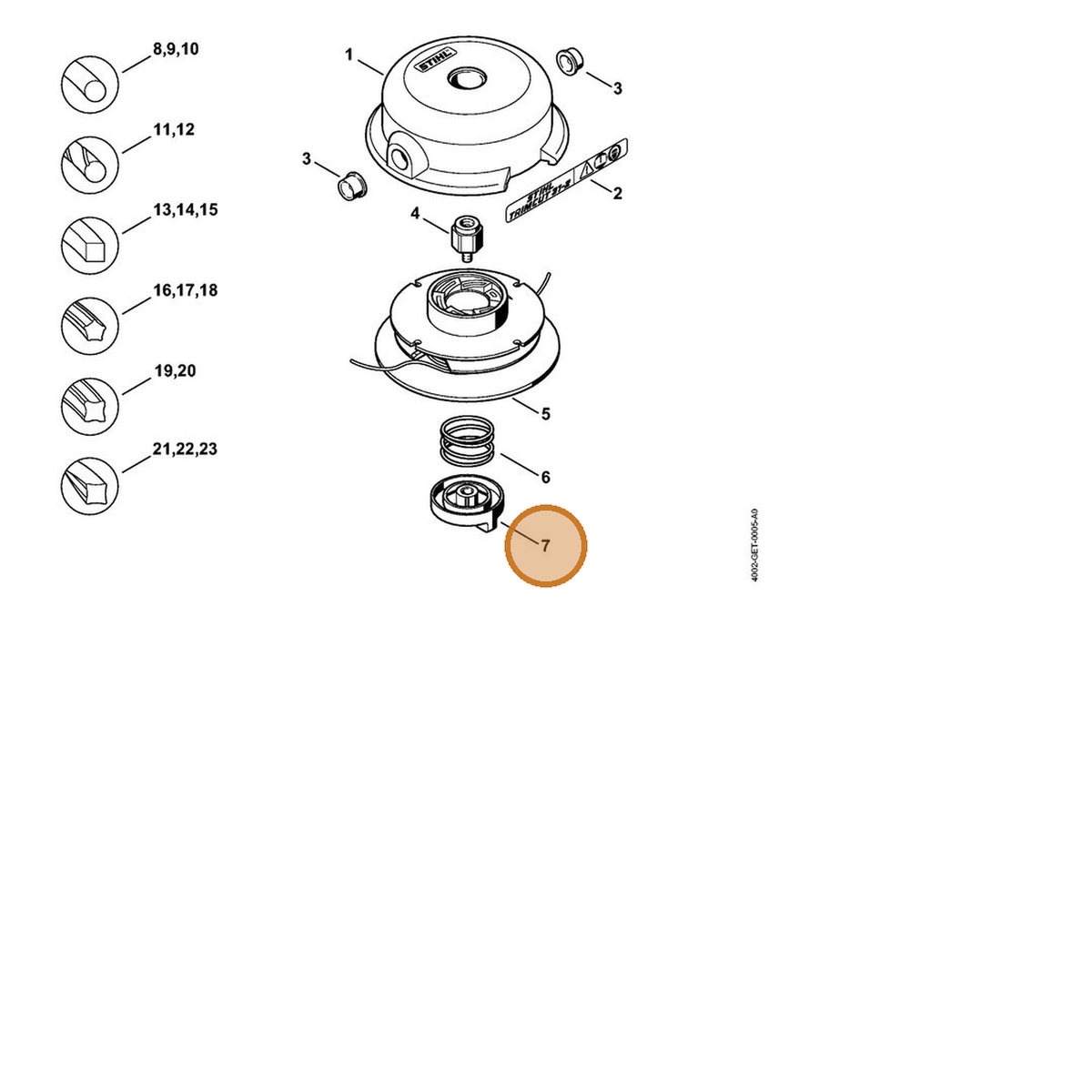 STIHL part 4002-740-6701 — IPL diagram snippet (6x zoom, amber highlight)