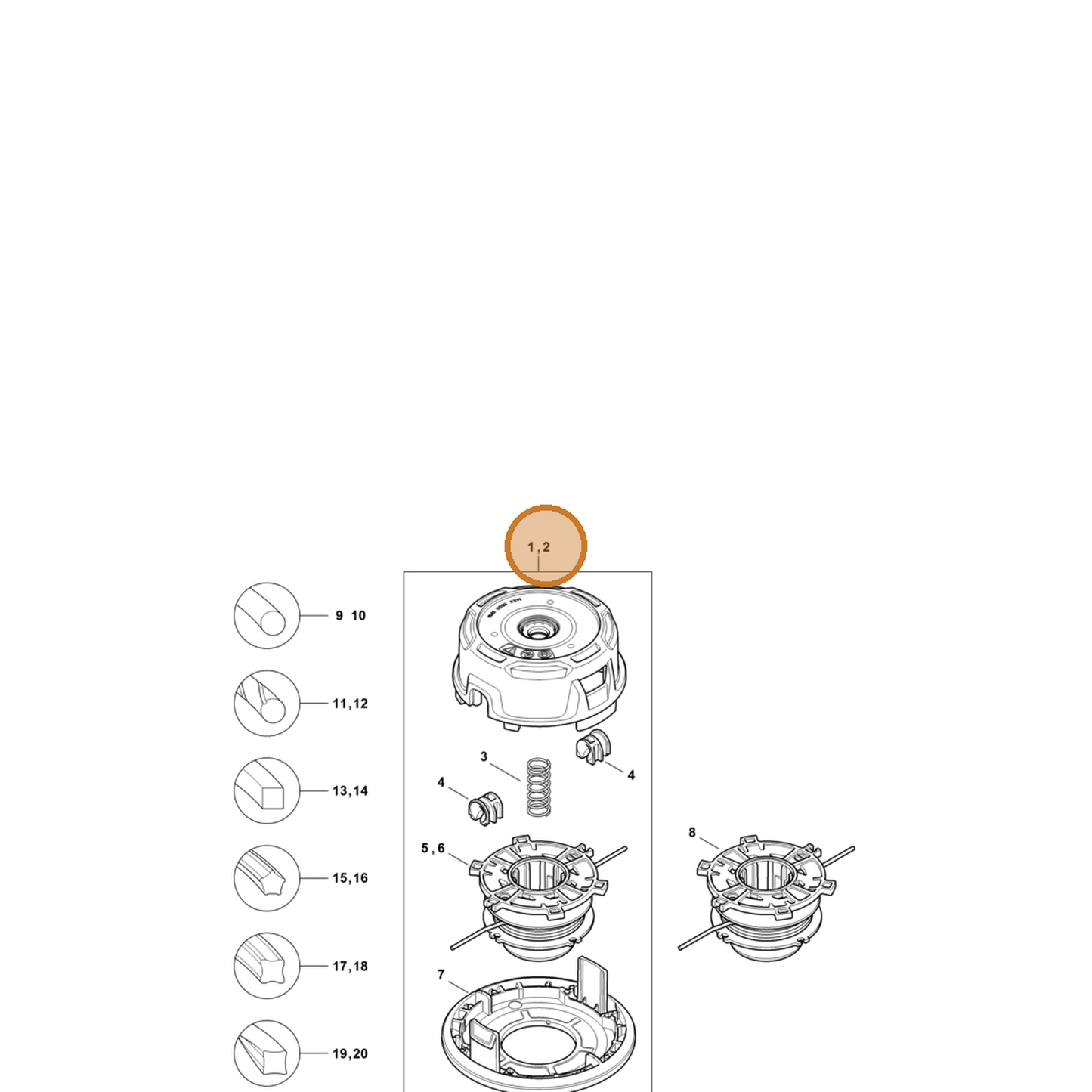 STIHL part 4002-820-2306 — IPL diagram snippet (6x zoom, amber highlight)