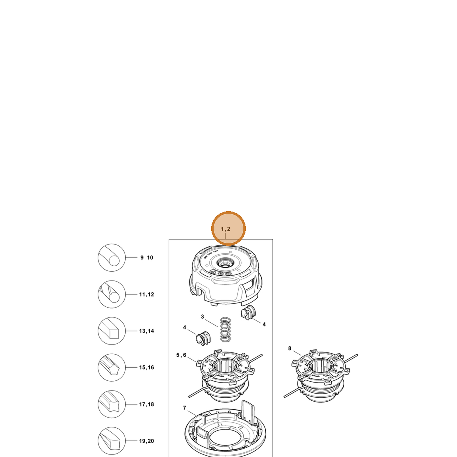 STIHL part 4002-820-2306 — IPL diagram snippet (6x zoom, amber highlight)