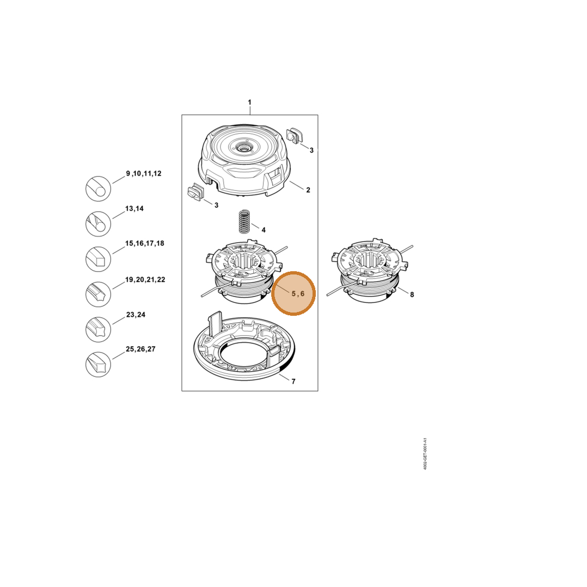 STIHL part 4003-710-4307 — IPL diagram snippet (6x zoom, amber highlight)