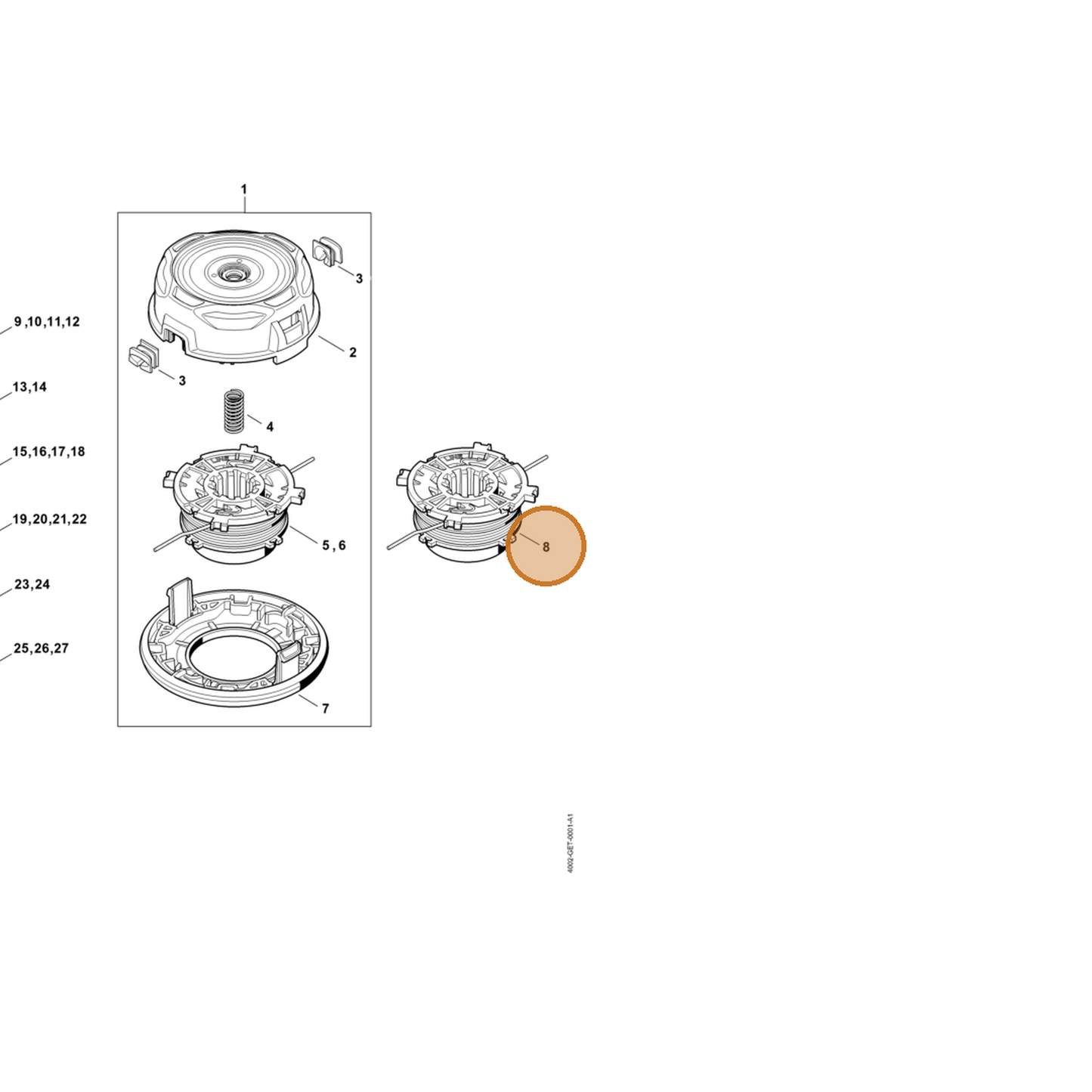 STIHL part 4003-710-4310 — IPL diagram snippet (6x zoom, amber highlight)