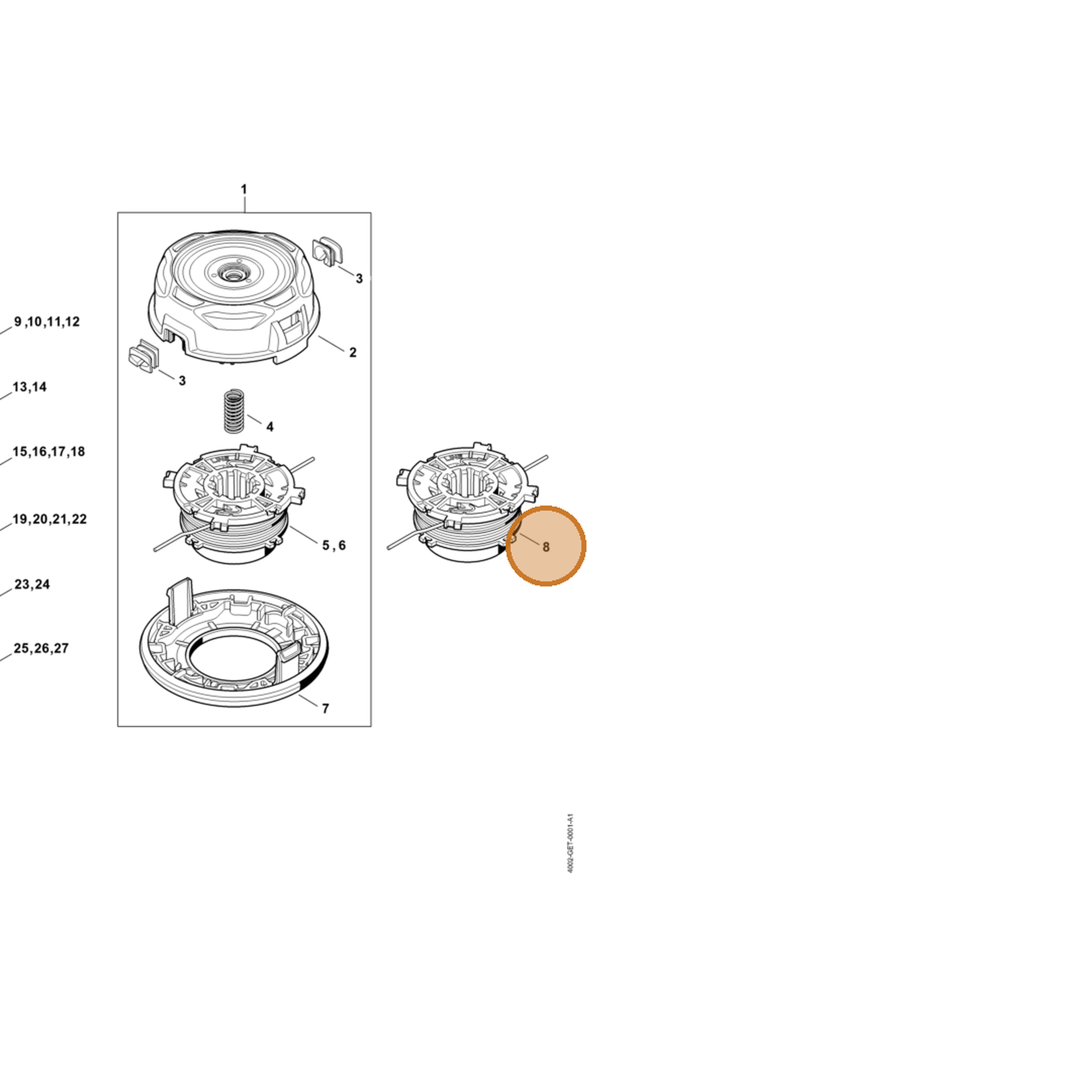 STIHL part 4003-710-4310 — IPL diagram snippet (6x zoom, amber highlight)