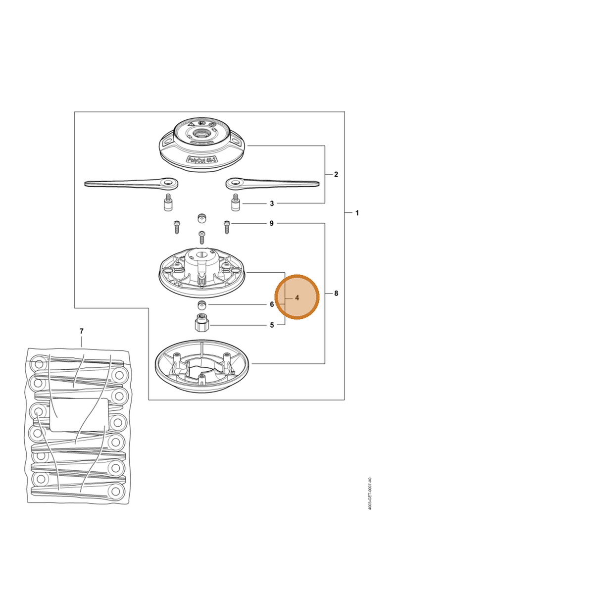 STIHL part 4003-710-9700 — IPL diagram snippet (6x zoom, amber highlight)