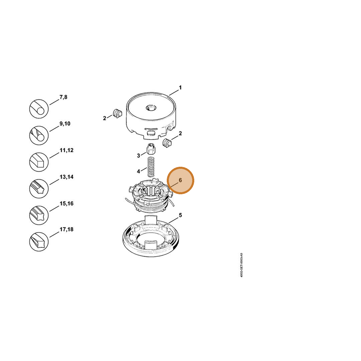 STIHL part 4003-713-3011 — IPL diagram snippet (6x zoom, amber highlight)