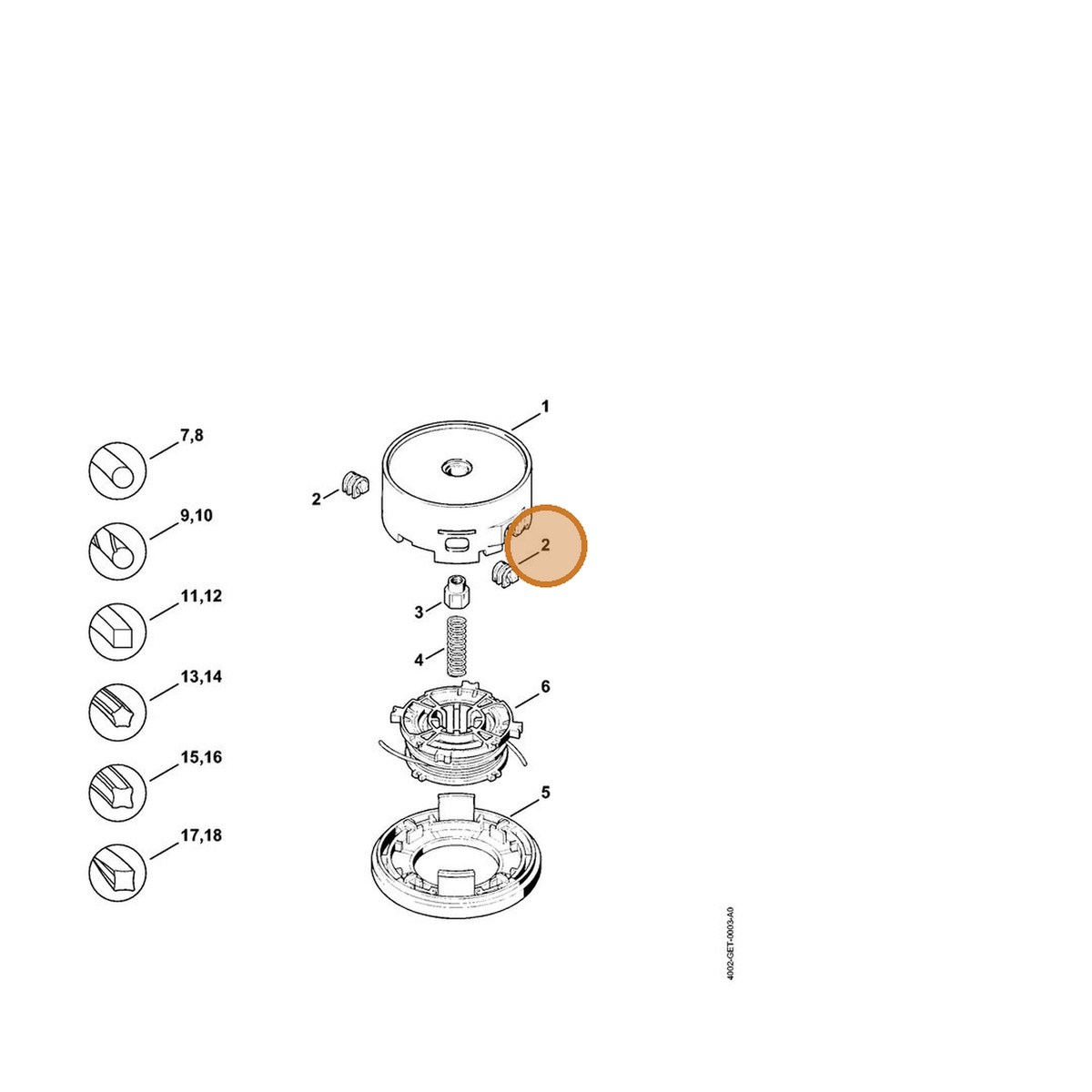 STIHL part 4003-713-8301 — IPL diagram snippet (6x zoom, amber highlight)