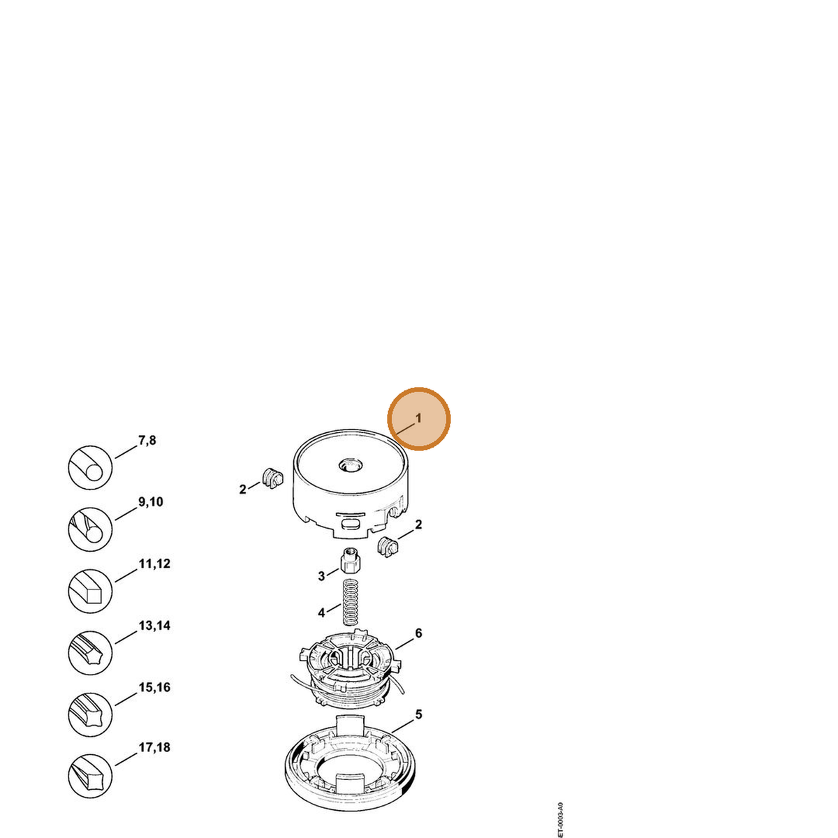 STIHL part 4003-713-9605 — IPL diagram snippet (6x zoom, amber highlight)