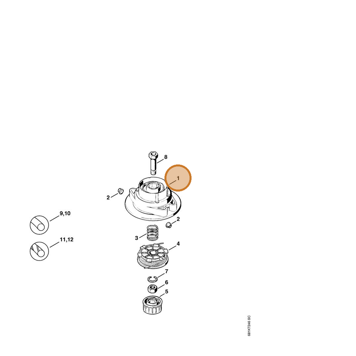 STIHL part 4004-710-3600 — IPL diagram snippet (6x zoom, amber highlight)