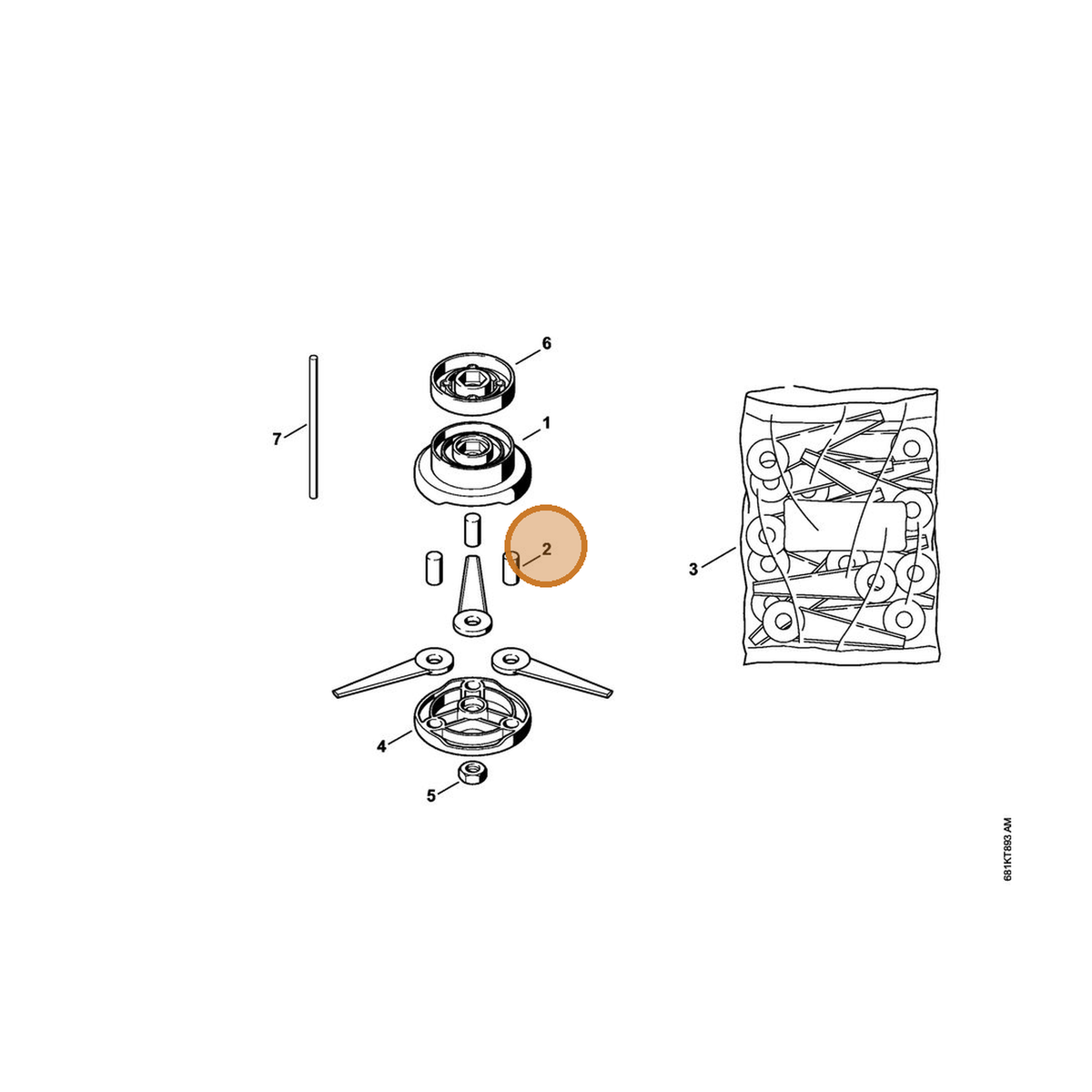 STIHL part 4004-713-6600 — IPL diagram snippet (6x zoom, amber highlight)