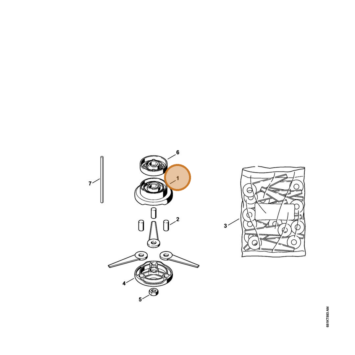 STIHL part 4004-713-9601 — IPL diagram snippet (6x zoom, amber highlight)