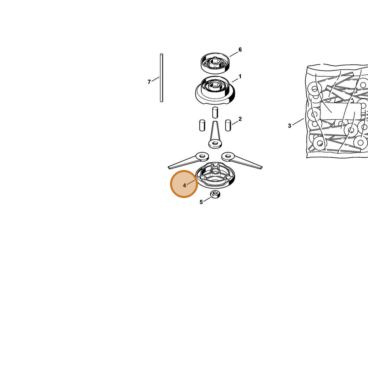 STIHL part 4004-713-9701 — IPL diagram snippet (6x zoom, amber highlight)