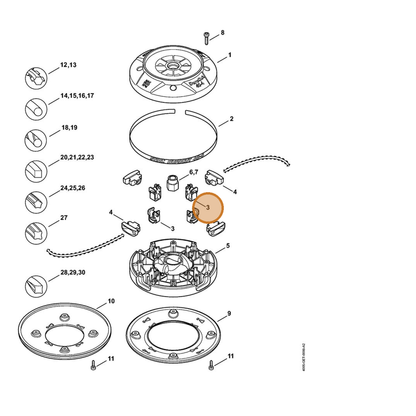 STIHL part 4005-710-4500 — IPL diagram snippet (6x zoom, amber highlight)