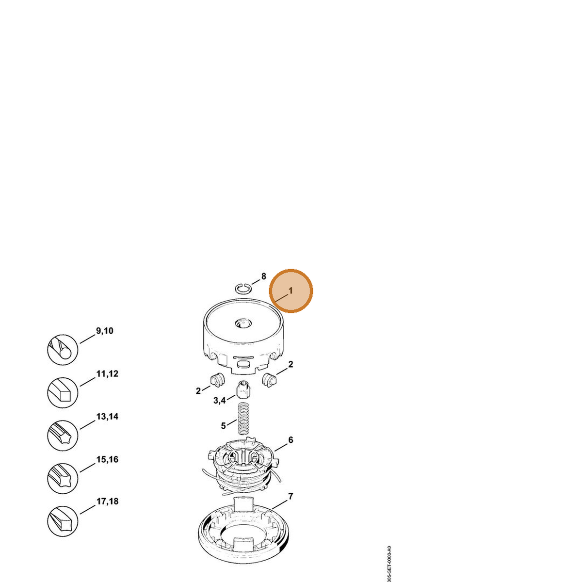 STIHL part 4005-710-9600 — IPL diagram snippet (6x zoom, amber highlight)