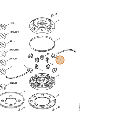 STIHL part 4005-713-8301 — IPL diagram snippet (6x zoom, amber highlight)