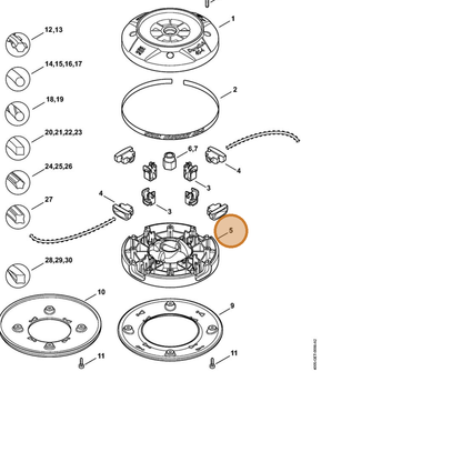 STIHL part 4005-713-9702 — IPL diagram snippet (6x zoom, amber highlight)