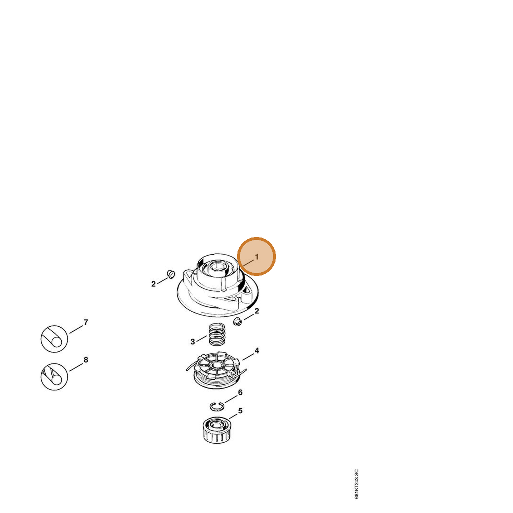 STIHL part 4006-710-3600 — IPL diagram snippet (6x zoom, amber highlight)