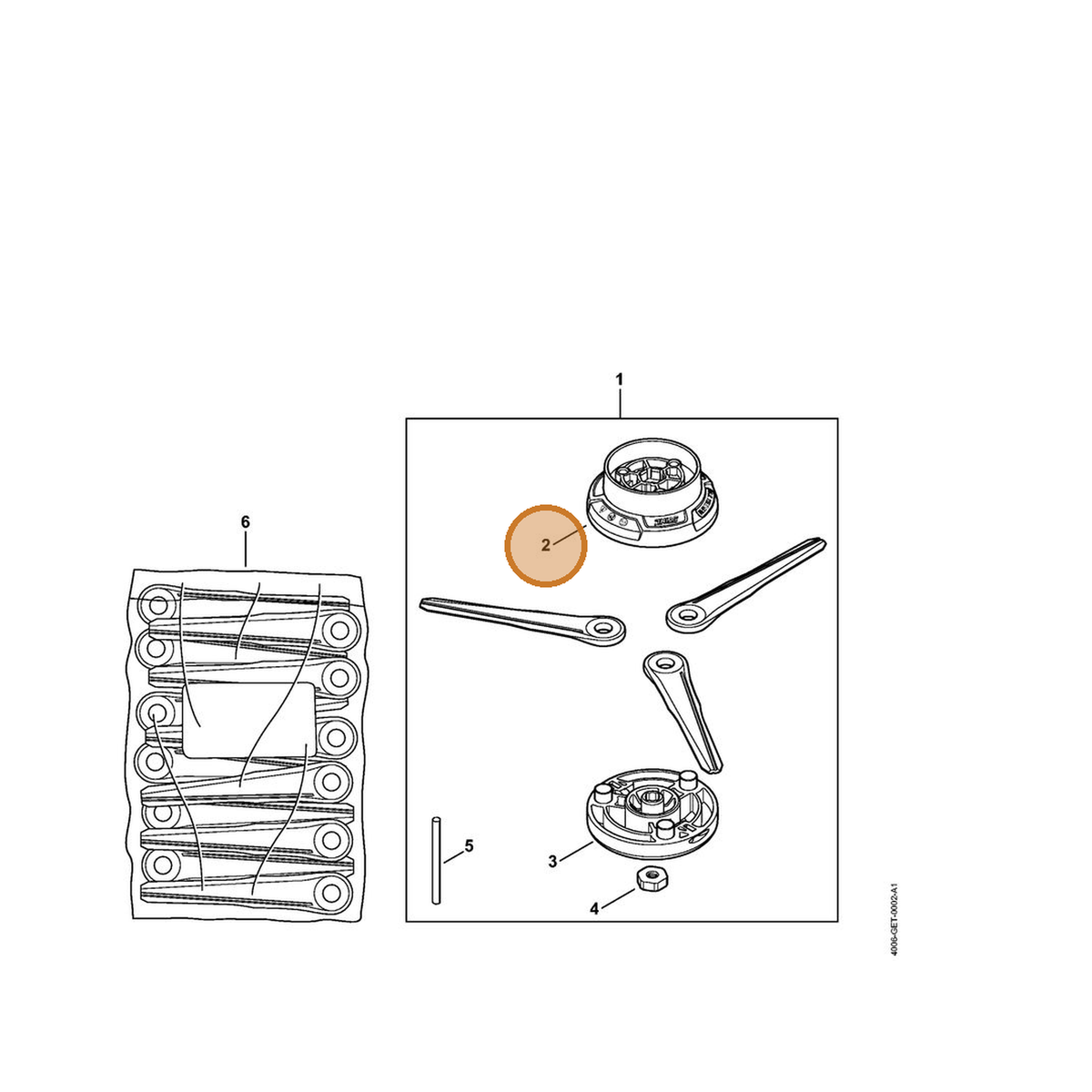 STIHL part 4006-710-9602 — IPL diagram snippet (6x zoom, amber highlight)