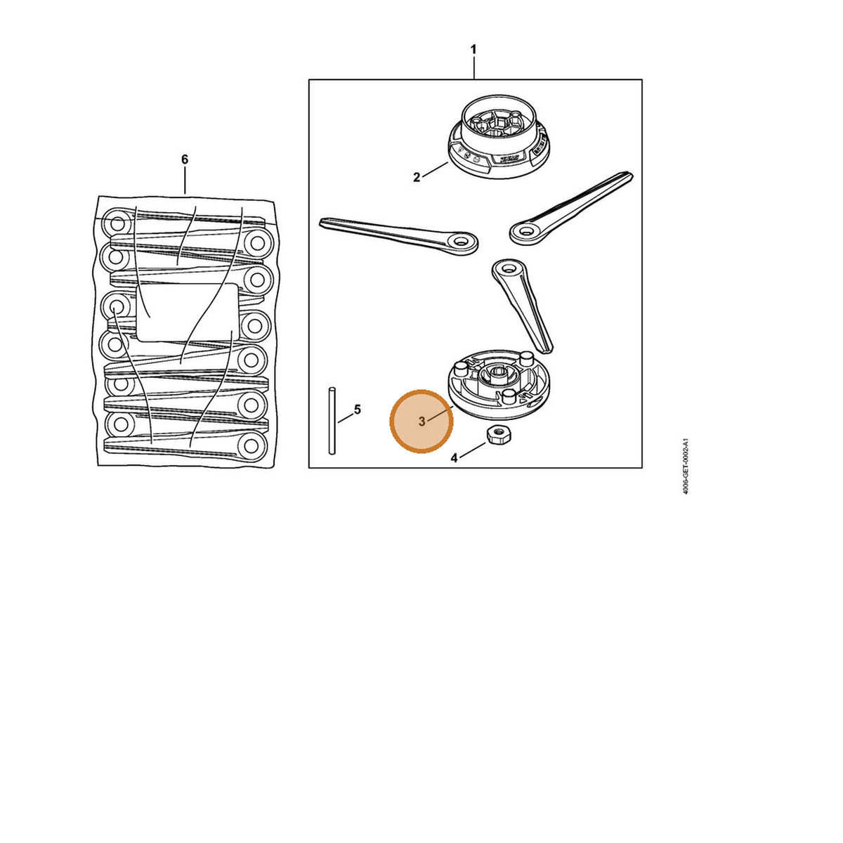 STIHL part 4006-710-9700 — IPL diagram snippet (6x zoom, amber highlight)