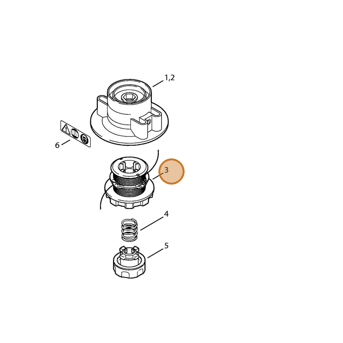 STIHL part 4006-713-3000 — IPL diagram snippet (6x zoom, amber highlight)