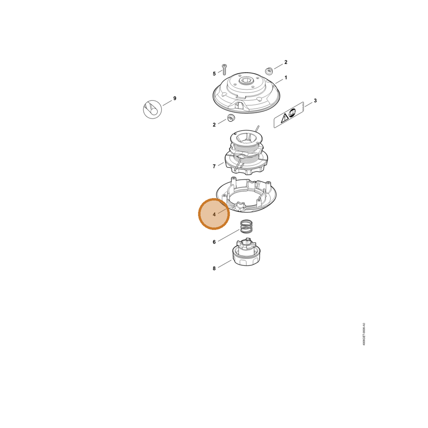 STIHL part 4006-713-3701 — IPL diagram snippet (6x zoom, amber highlight)