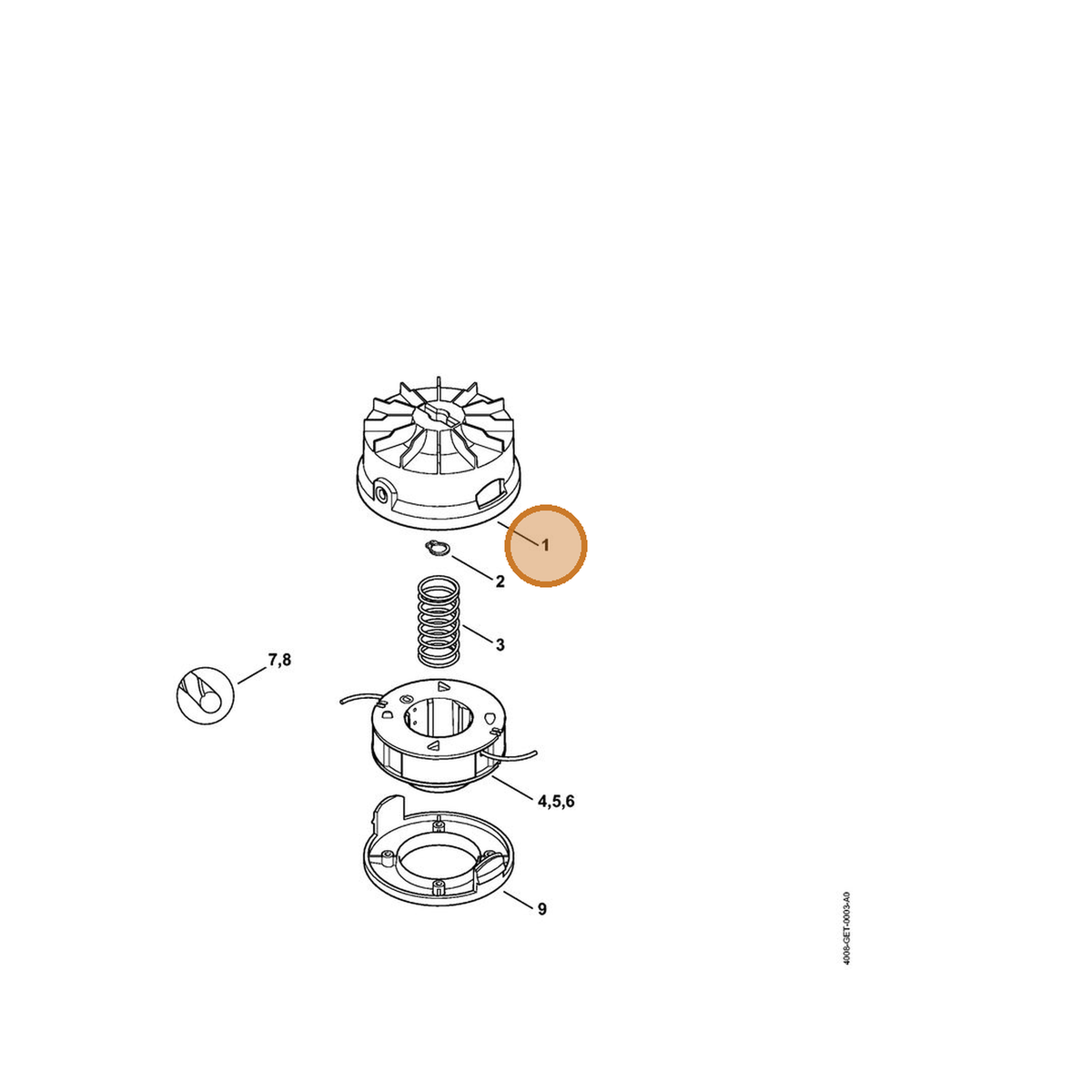 STIHL part 4008-710-3600 — IPL diagram snippet (6x zoom, amber highlight)