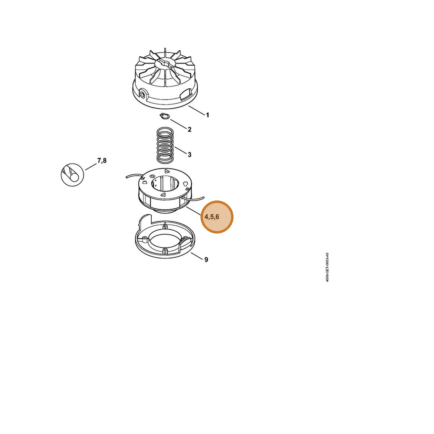 STIHL part 4008-710-4302 — IPL diagram snippet (6x zoom, amber highlight)