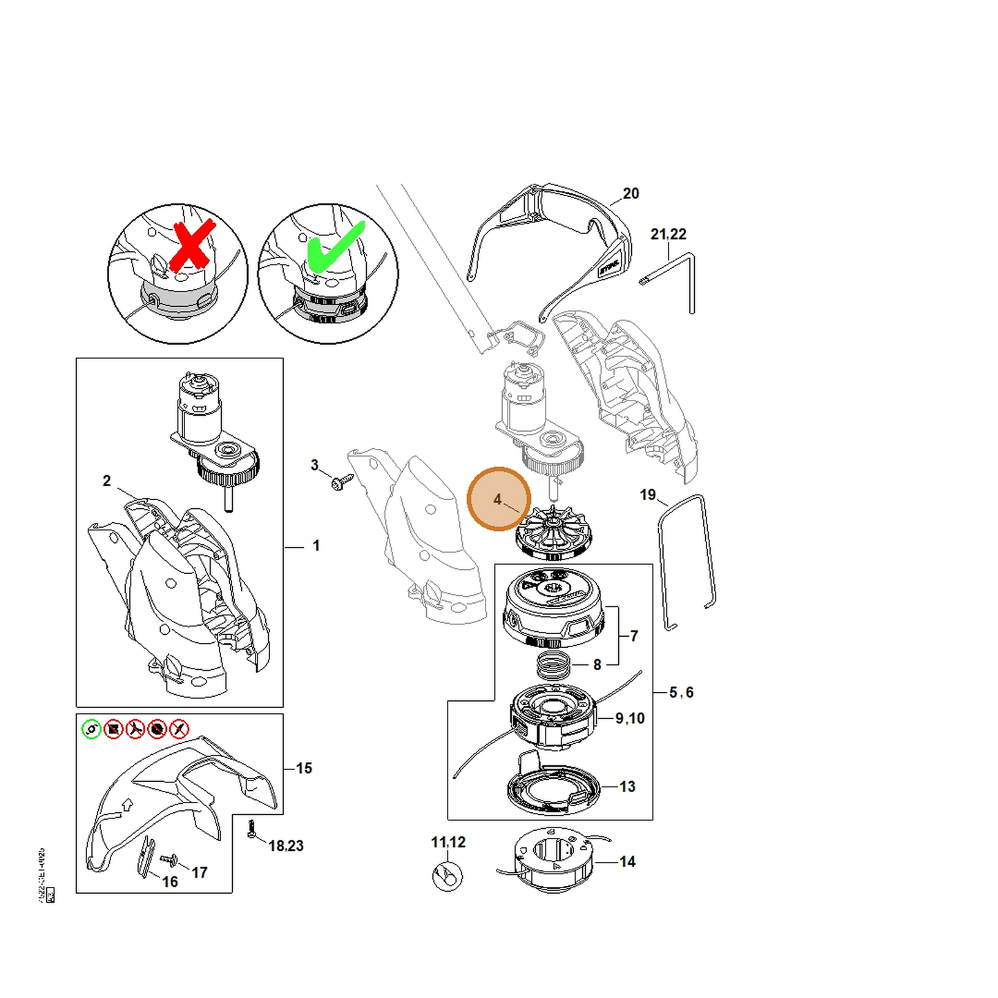 STIHL part 4009-600-3200 — IPL diagram snippet (6x zoom, amber highlight)