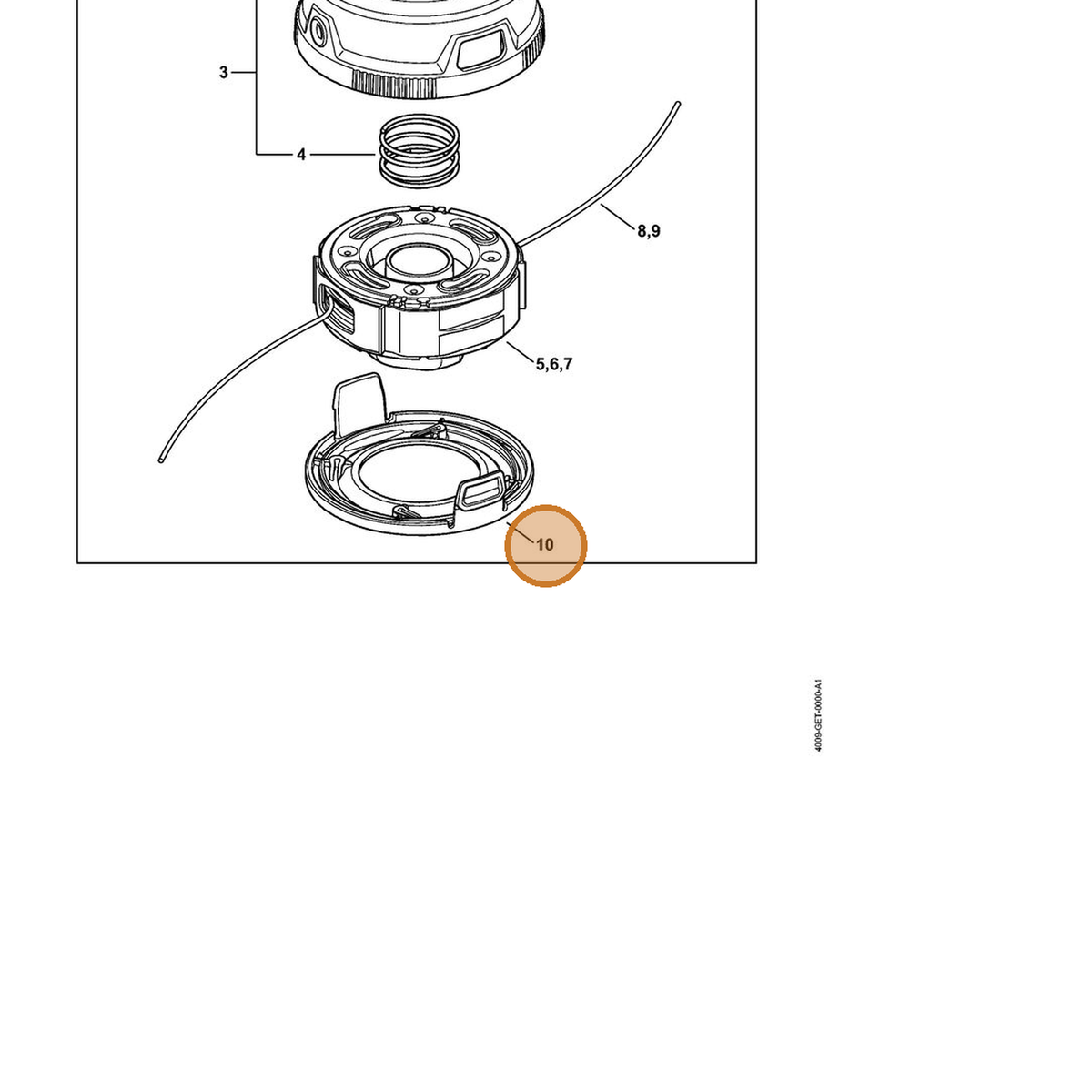 STIHL part 4009-713-9700 — IPL diagram snippet (6x zoom, amber highlight)