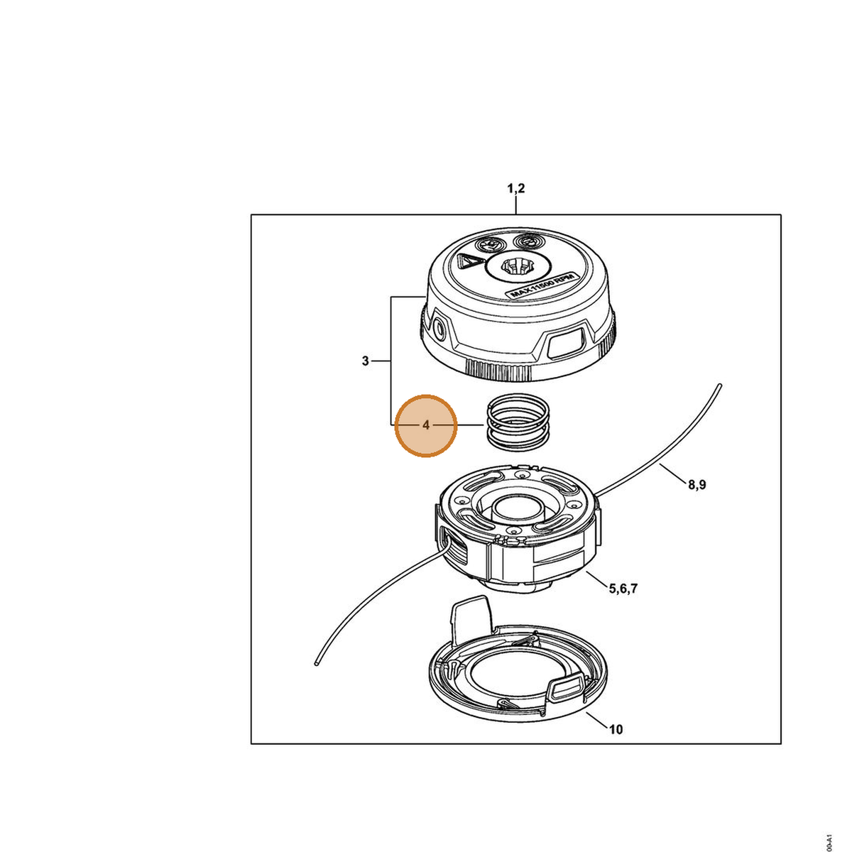 STIHL part 4009-997-3100 — IPL diagram snippet (6x zoom, amber highlight)