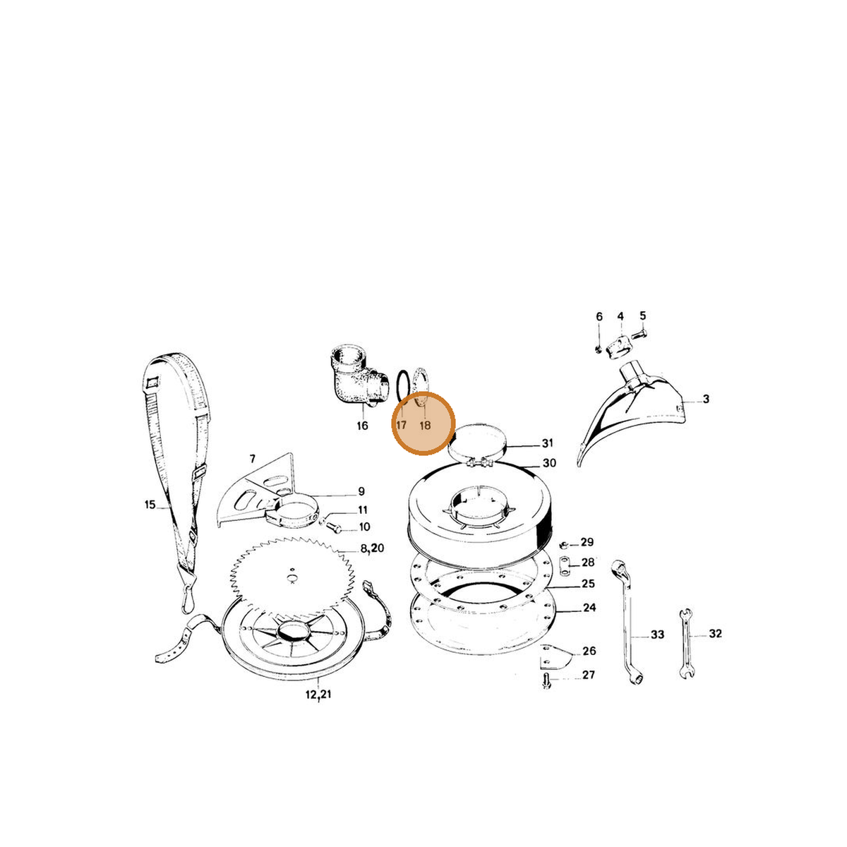 STIHL part 4104-359-0700 — IPL diagram snippet (6x zoom, amber highlight)