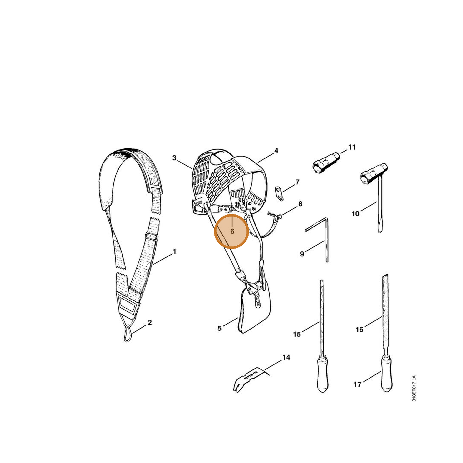STIHL part 4108-718-6800 — IPL diagram snippet (6x zoom, amber highlight)