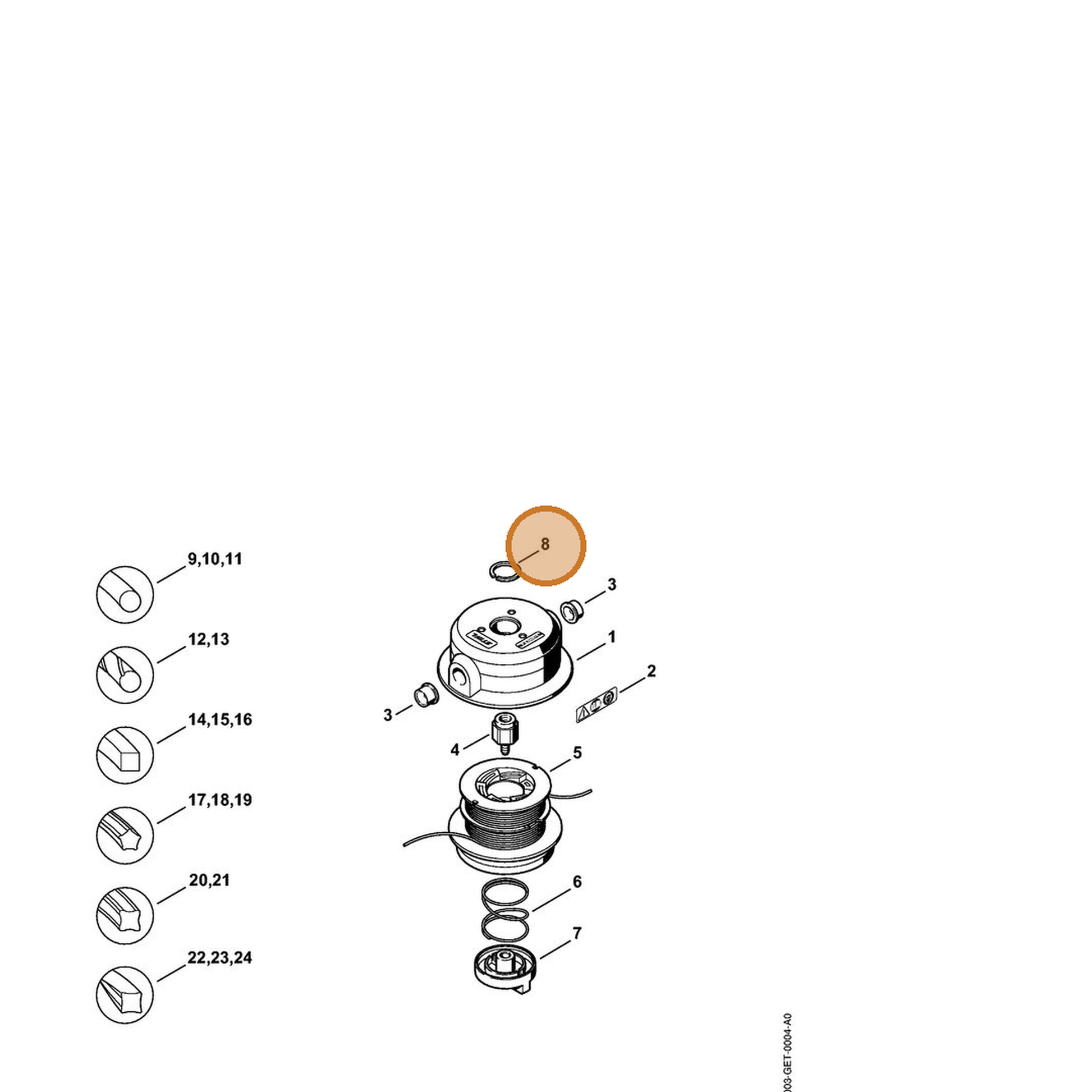 STIHL part 4111-716-9300 — IPL diagram snippet (6x zoom, amber highlight)