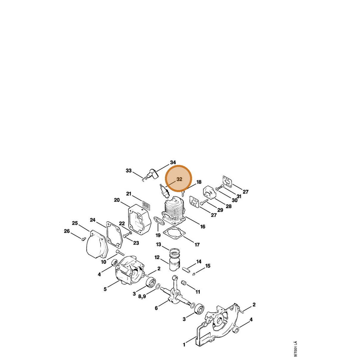 STIHL part 4112-400-7001 — IPL diagram snippet (6x zoom, amber highlight)