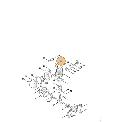 STIHL part 4112-400-7001 — IPL diagram snippet (6x zoom, amber highlight)
