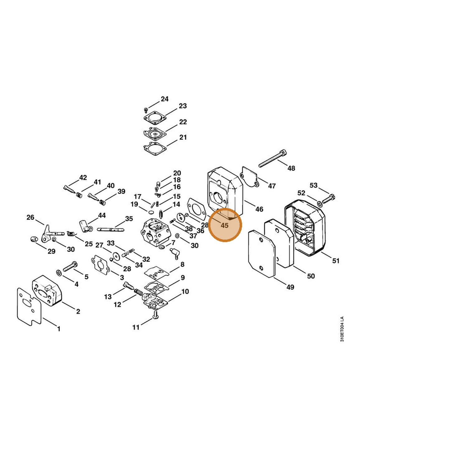 STIHL part 4114-149-1205 — IPL diagram snippet (6x zoom, amber highlight)
