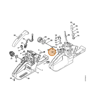 STIHL part 4114-353-1600 — IPL diagram snippet (6x zoom, amber highlight)