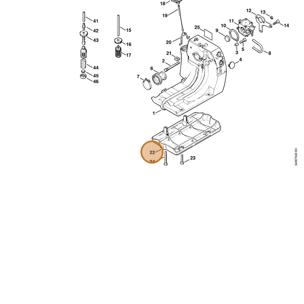 STIHL part 4116-007-1012 — IPL diagram snippet (6x zoom, amber highlight)