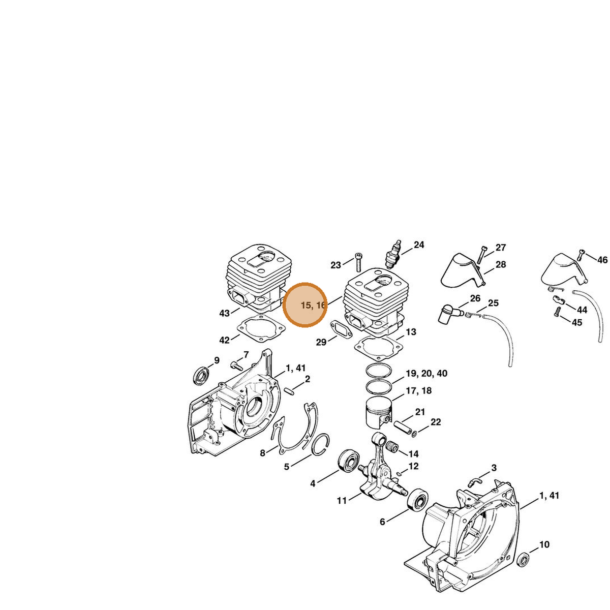 STIHL part 4116-020-1203 — IPL diagram snippet (6x zoom, amber highlight)