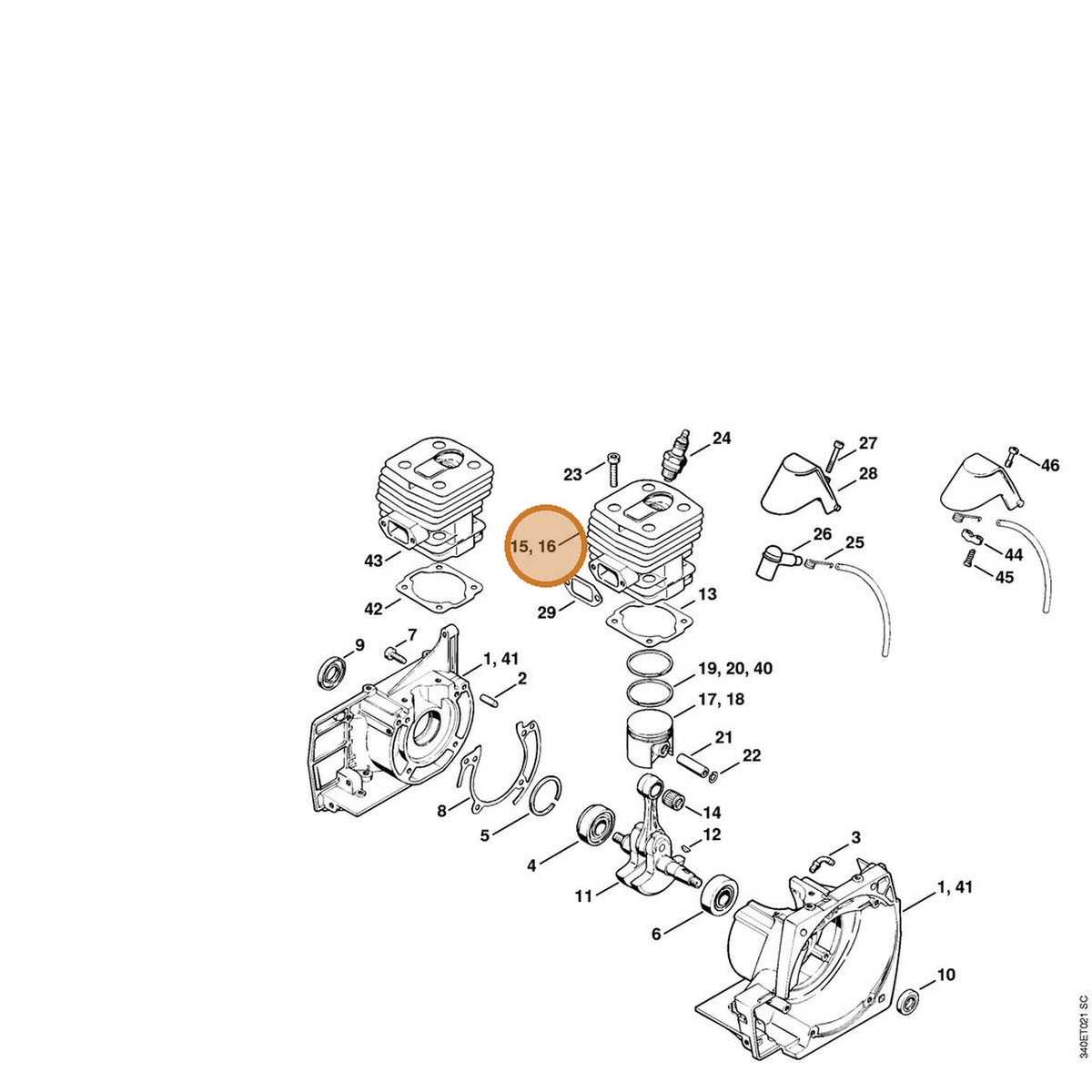 STIHL part 4116-020-1215 — IPL diagram snippet (6x zoom, amber highlight)