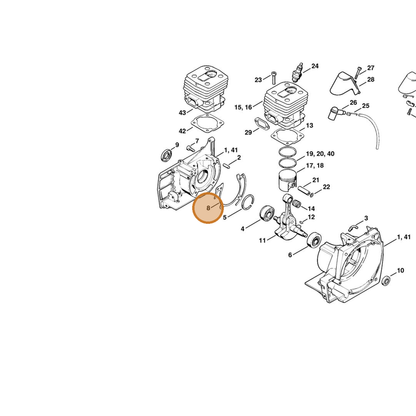 STIHL part 4116-029-0500 — IPL diagram snippet (6x zoom, amber highlight)