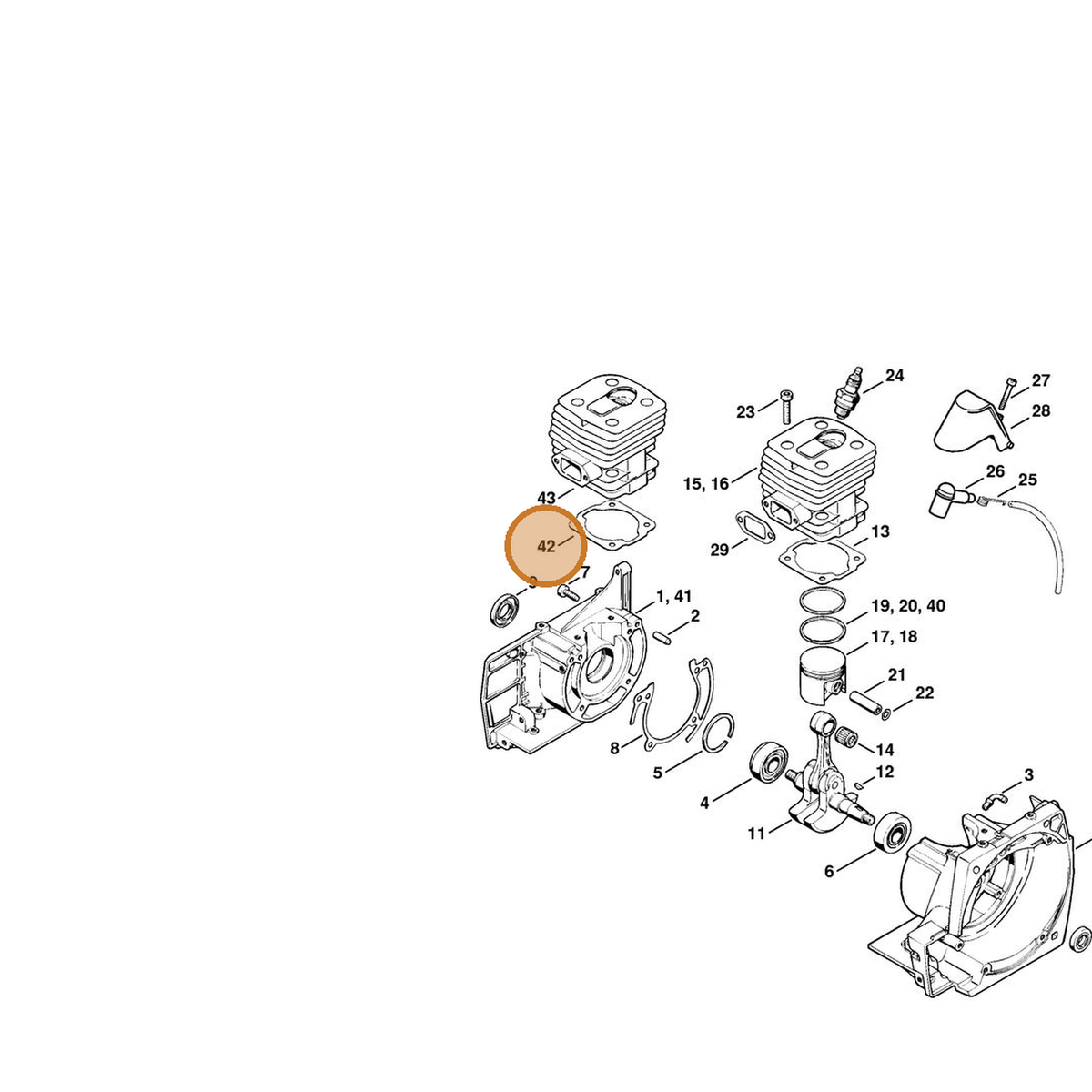 STIHL part 4116-029-2300 — IPL diagram snippet (6x zoom, amber highlight)