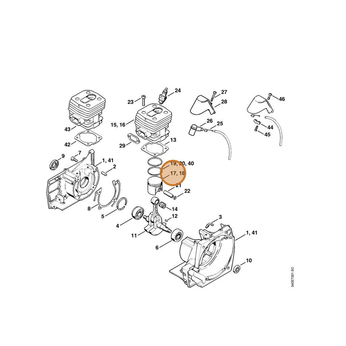 STIHL part 4116-030-2000 — IPL diagram snippet (6x zoom, amber highlight)