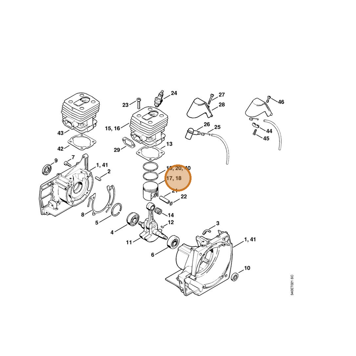 STIHL part 4116-030-2005 — IPL diagram snippet (6x zoom, amber highlight)