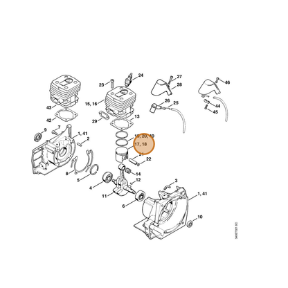 STIHL part 4116-030-2005 — IPL diagram snippet (6x zoom, amber highlight)