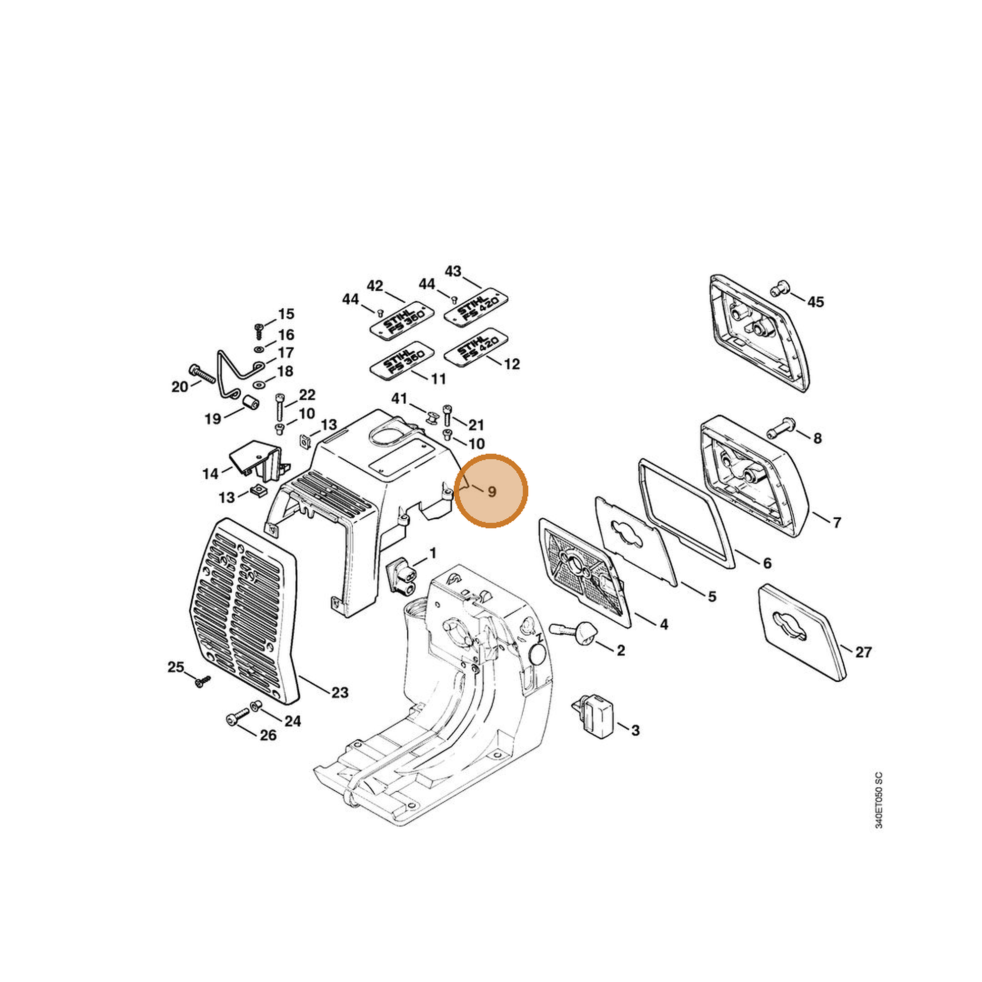 STIHL part 4116-080-1604 — IPL diagram snippet (6x zoom, amber highlight)
