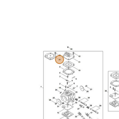 STIHL part 4116-121-0800 — IPL diagram snippet (6x zoom, amber highlight)