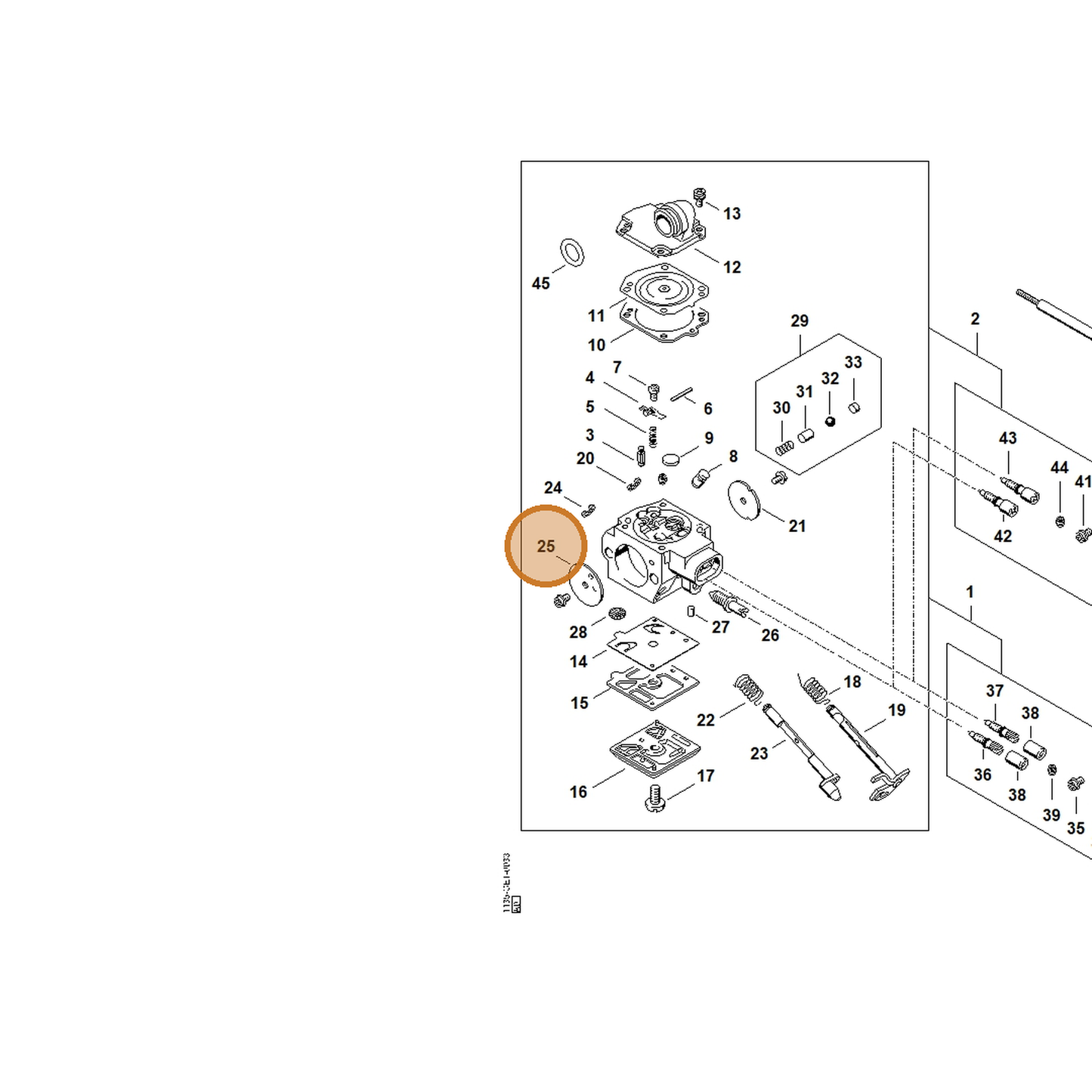 STIHL part 4116-121-2900 — IPL diagram snippet (6x zoom, amber highlight)