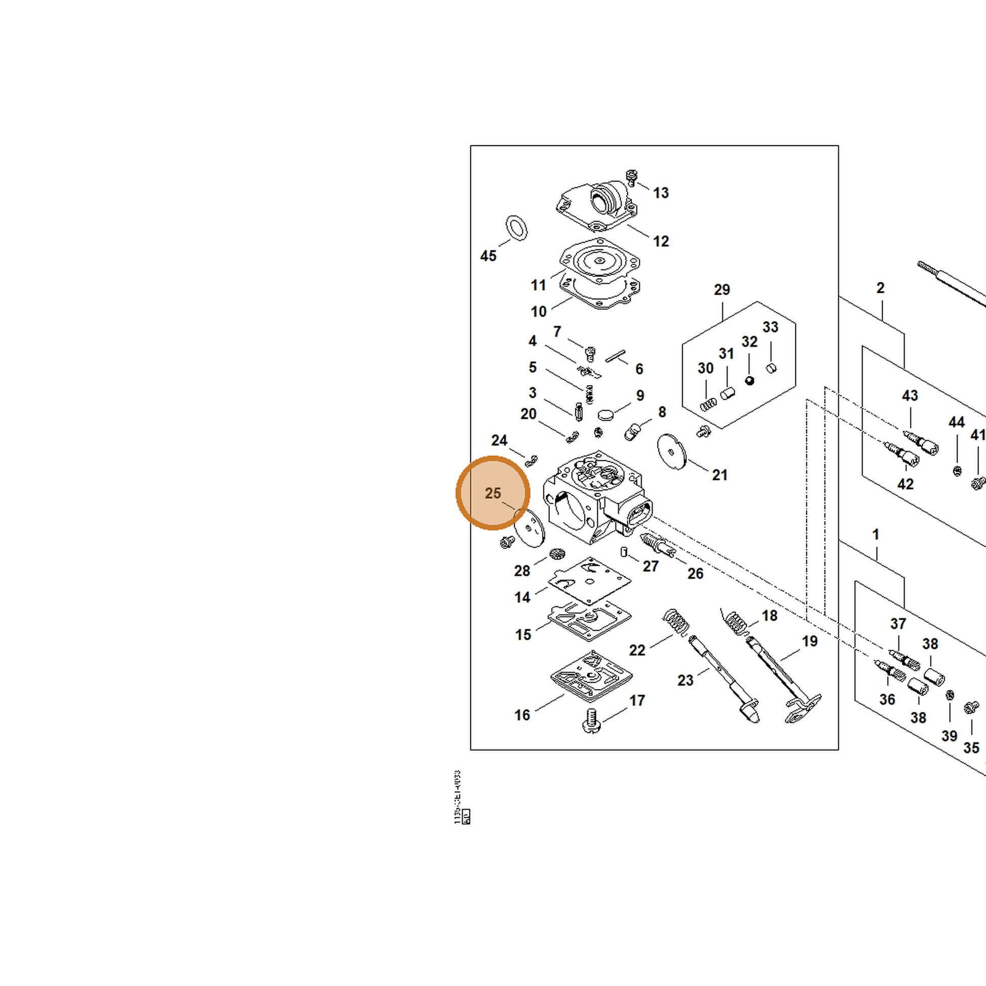 STIHL part 4116-121-2900 — IPL diagram snippet (6x zoom, amber highlight)