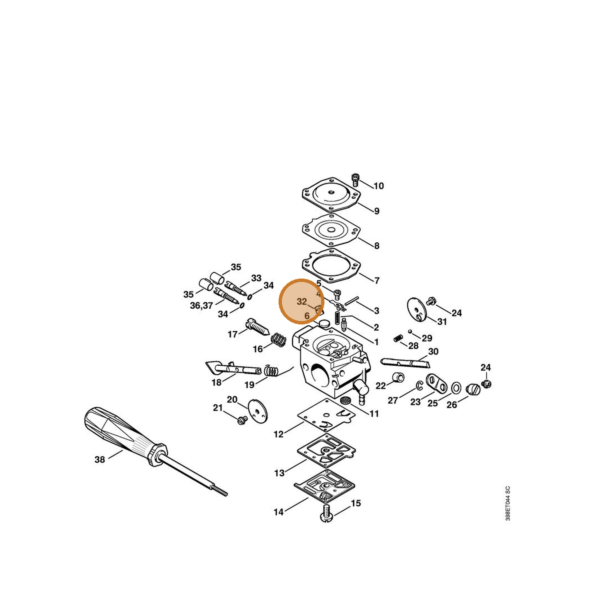 STIHL part 4116-121-5400 — IPL diagram snippet (6x zoom, amber highlight)