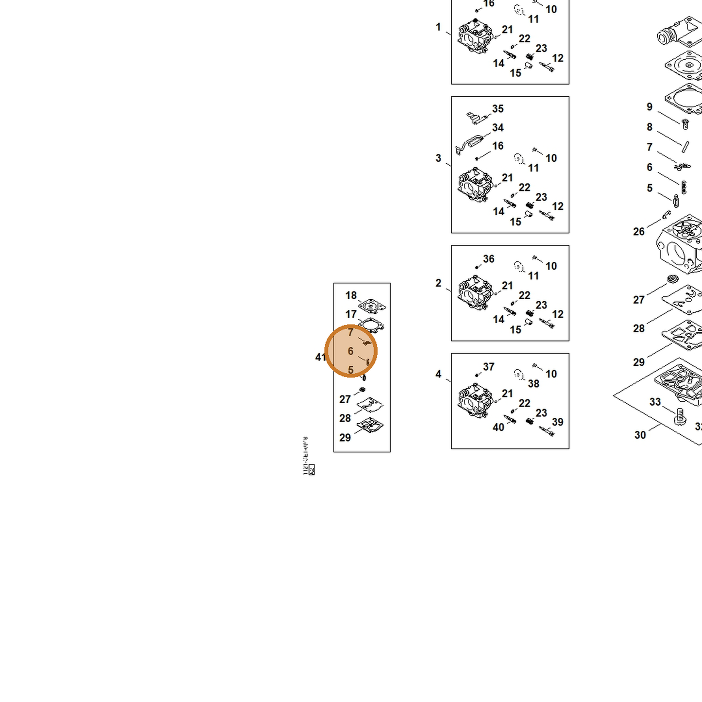 STIHL part 4116-122-3000 — IPL diagram snippet (6x zoom, amber highlight)