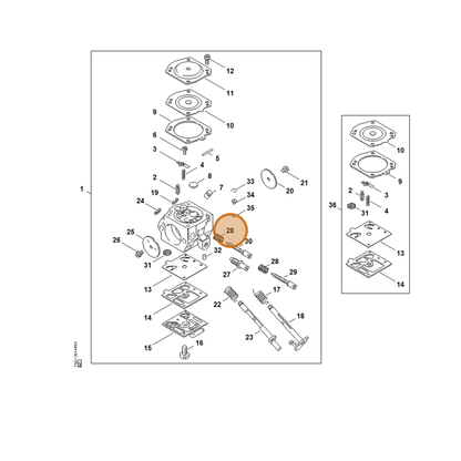 STIHL part 4116-122-3001 — IPL diagram snippet (6x zoom, amber highlight)